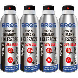 Odstraszacz komary kleszcze owady BROS Spray 50% DEET 4 x 180ml