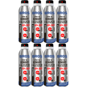 Odstraszacz komary kleszcze owady BROS Spray 50% DEET 8 x 180ml