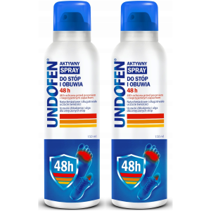Aktywny spray do stóp i obuwia UNDOFEN 48h Ulga i Ochłodzenie 2x150ml