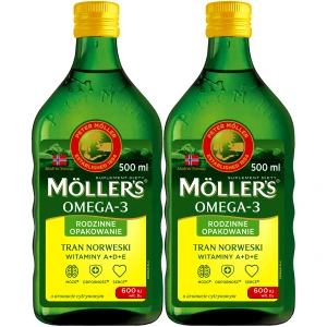 Cytrynowy Tran Mollers Gold D3 A E Omega-3 Cytryna Mózg Odporność 2x500 1L