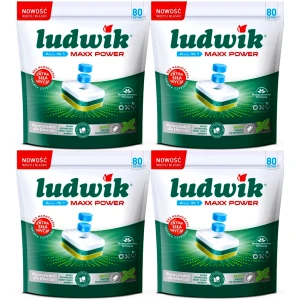 Tabletki do zmywarki Ludwik Maxx Power Mint Miętowe do naczyń 320 szt.