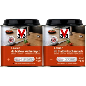 Lakier do drewna blatów kuchennych V33 Bezbarwny satyna 2x500 1L