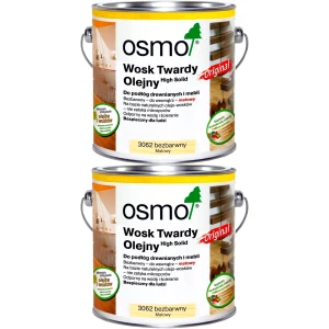 Wosk twardy olejny do drewna OSMO Podłogi i Schody Bezbarwny Mat 2x 750ml