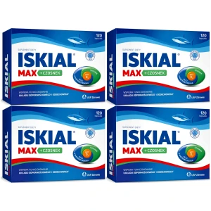 Olej z wątroby rekina Czosnek Iskial Max witamina D3 suplement 4x120 480 szt.