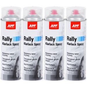 Lakier bezbarwny akrylowy APP Rally Klarlack UV odporny szybki Spray 4x500 2L