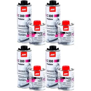 Powłoka ochronna poliuretanowa APP Predator C300 3:1 Czarny 4x 600ml + Utw