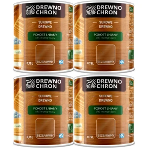 Impregnat do drewna DREWNOCHRON Pokost Lniany Surowe Bezbarwny UV 4x 750ml
