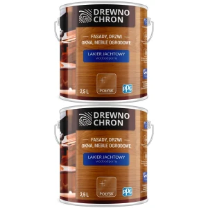 Lakier bezbarwny do drewna DREWNOCHRON wodoodporny połysk 2x 2,5L