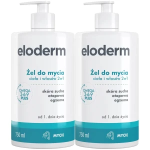 Żel do mycia ciała i włosów Eloderm 2w1 Skóra atopowa egzema 2x 750ml