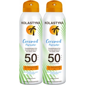 Sucha mgiełka do opalania Kolastyna SPF 50 Coconut Paradise Bezbarwna 2x