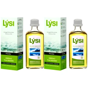 Tran islandzki LYSI Cytryna-mięta Omega 3 DHA EPA Wit A D E 2x 240ml