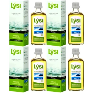 Tran islandzki LYSI Cytryna-mięta Omega 3 DHA EPA Wit A D E 4x 240ml