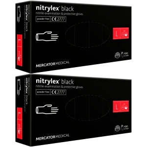 Rękawice nitrylowe czarne Mercator Nitrylex Black 8-9 L 2x100 200 szt.