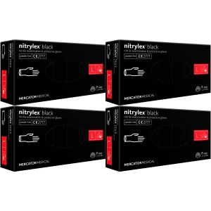 Rękawice nitrylowe czarne Mercator Nitrylex Black 8-9 L 4x100 400 szt.