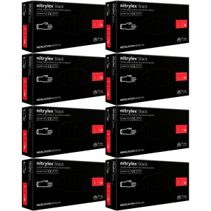 Rękawice nitrylowe czarne Mercator Nitrylex Black 8-9 L 8x100 800 szt.
