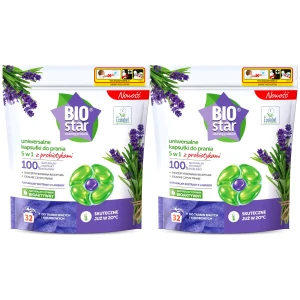 Kapsułki do prania 5w1 z probiotykami BioStar Uniwersalne Eko 20C 2x32 64x