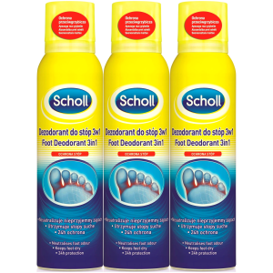 Odświeżacz na pocenie stóp SCHOLL 3 w 1 Antyperspirant Ochrona Spray 3x