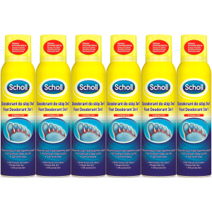 Odświeżacz do stóp SCHOLL 3 w 1 Antyperspirant Ochrona Stóp Spray 6x